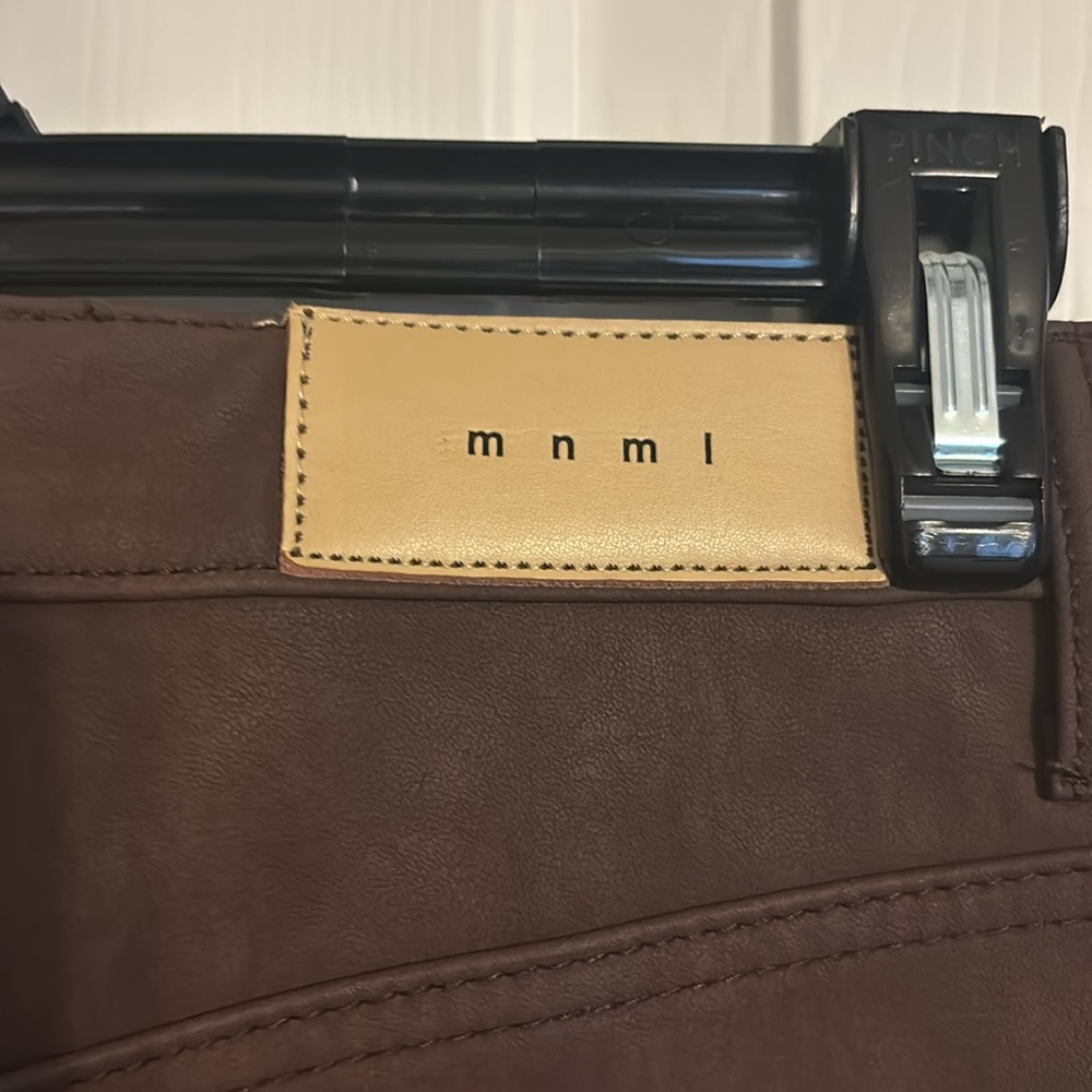 MNML Men's Faux Leather Polyurethane Classic 5 Pocket Pants Size 34 - Picture 3 of 5